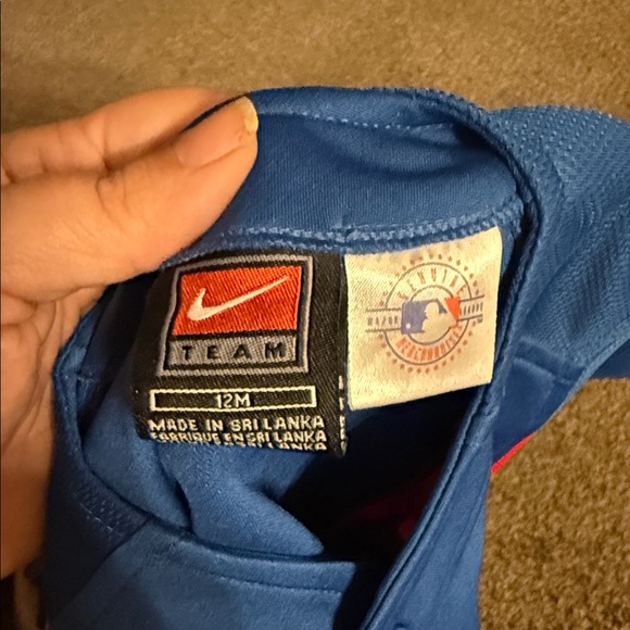 NIKE MLB CHICAGO CUBS button up baseball heavy duty athletic fandom jersey 12 mo - Picture 2 of 5